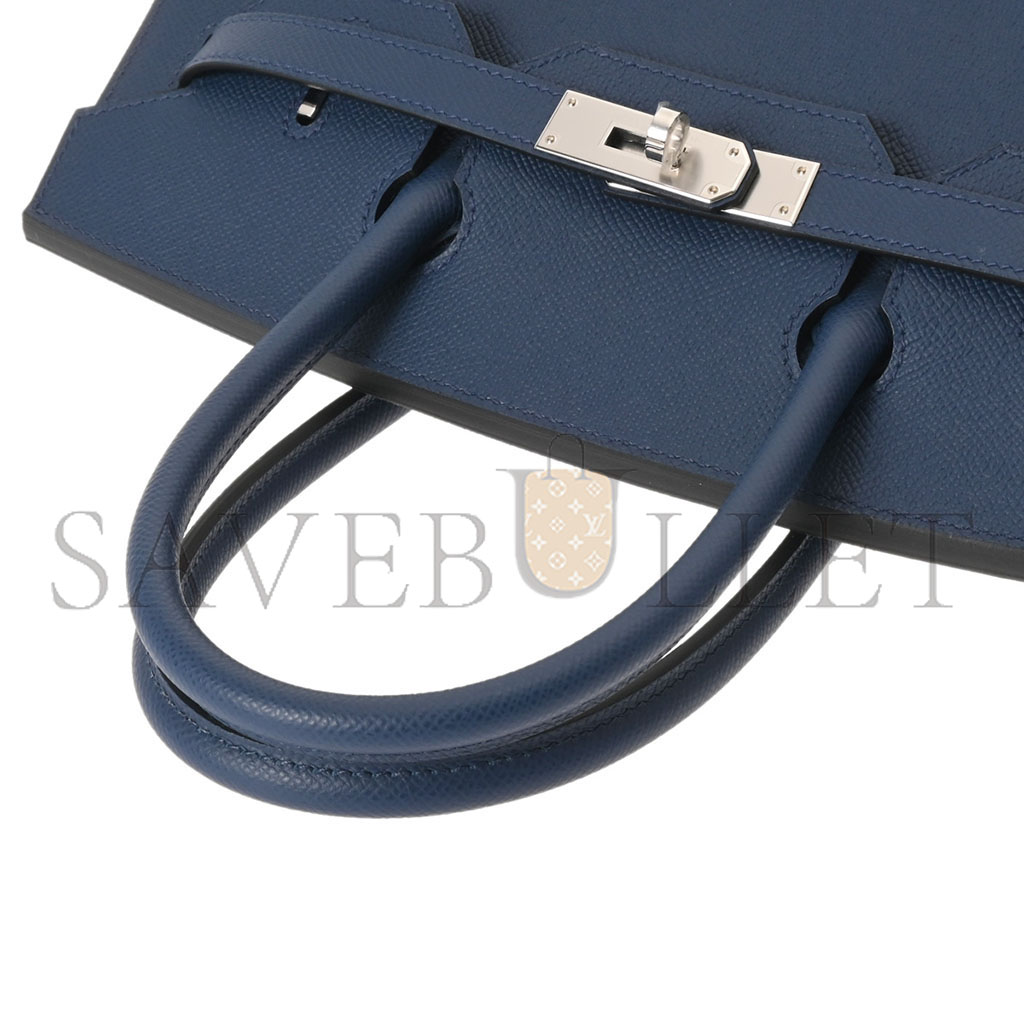 HERMES MASTER BIRKIN 25 EPSOM LEATHER DARK BLUE SILVER BUCKLE BAG H028369CKS4 (25*20*13cm)